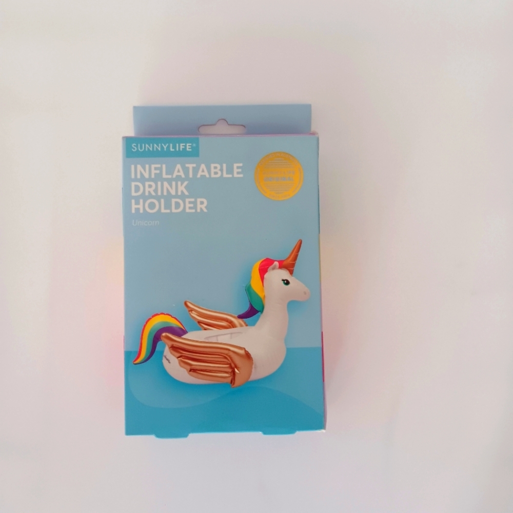 NEW Sunnylife Inflatable Drink Holder Unicorn Non-Toxic PVC Stocking Stuffer